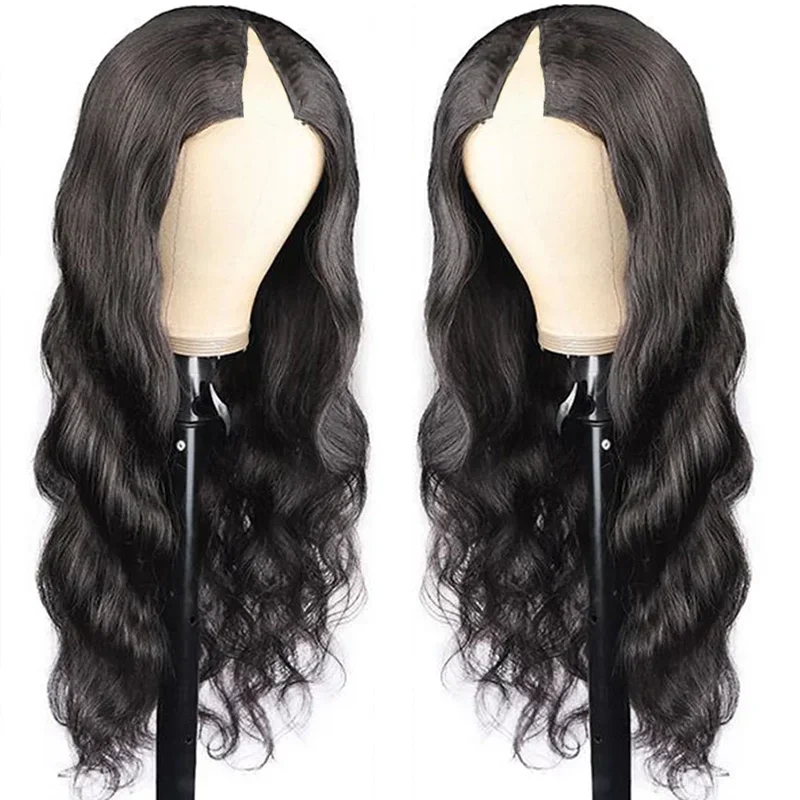 200 Density Natural Colored Body Wave Human Hair For Women 30 32 Inch Ready To Wear V Part Body Wave Gluess Human Hair Wigs