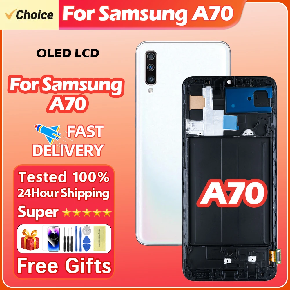 A70 SM-A705F A705FN/DS Display Screen With Frame For Samsung Galaxy A70 LCD Display Touch Screen Digitizer Assembly Replacement