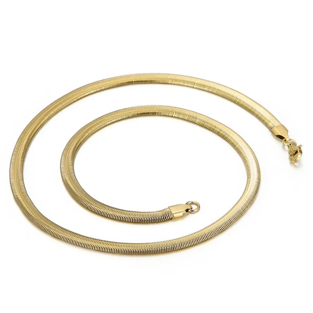 Fashion Long Snake Chain Necklace Men Women Stainless Steel Gold Color Link Chains Basic Punk Jewelry Sets Wholesale
