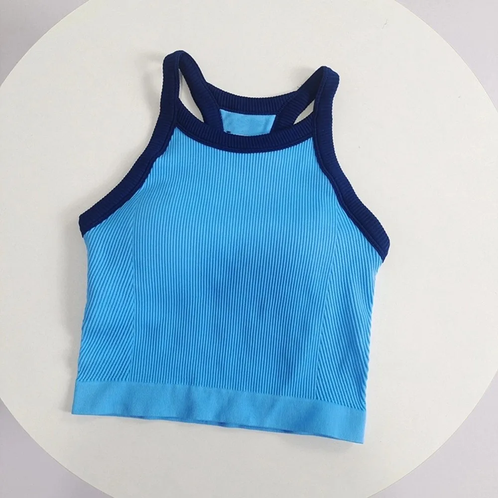 ارتفاع العنق الرياضة تانك الأعلى مريحة لينة ملابس داخلية رياضية مع وسادة الصدر تنفس اللياقة البدنية تانك الأعلى النساء اللياقة البدنية #4