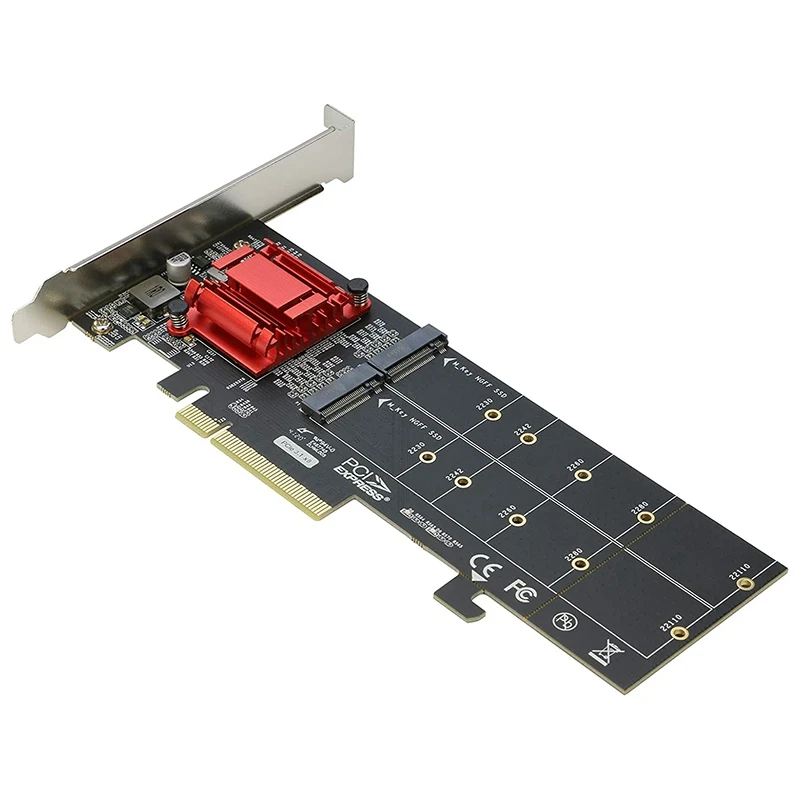 

Двойной адаптер Nvme Pcie, твердотельный накопитель M.2 Nvme для PCI-E 3.1 X8/X16, поддержка карт M.2 (ключ M) Nvme SSD 22110/2280/2260/2242