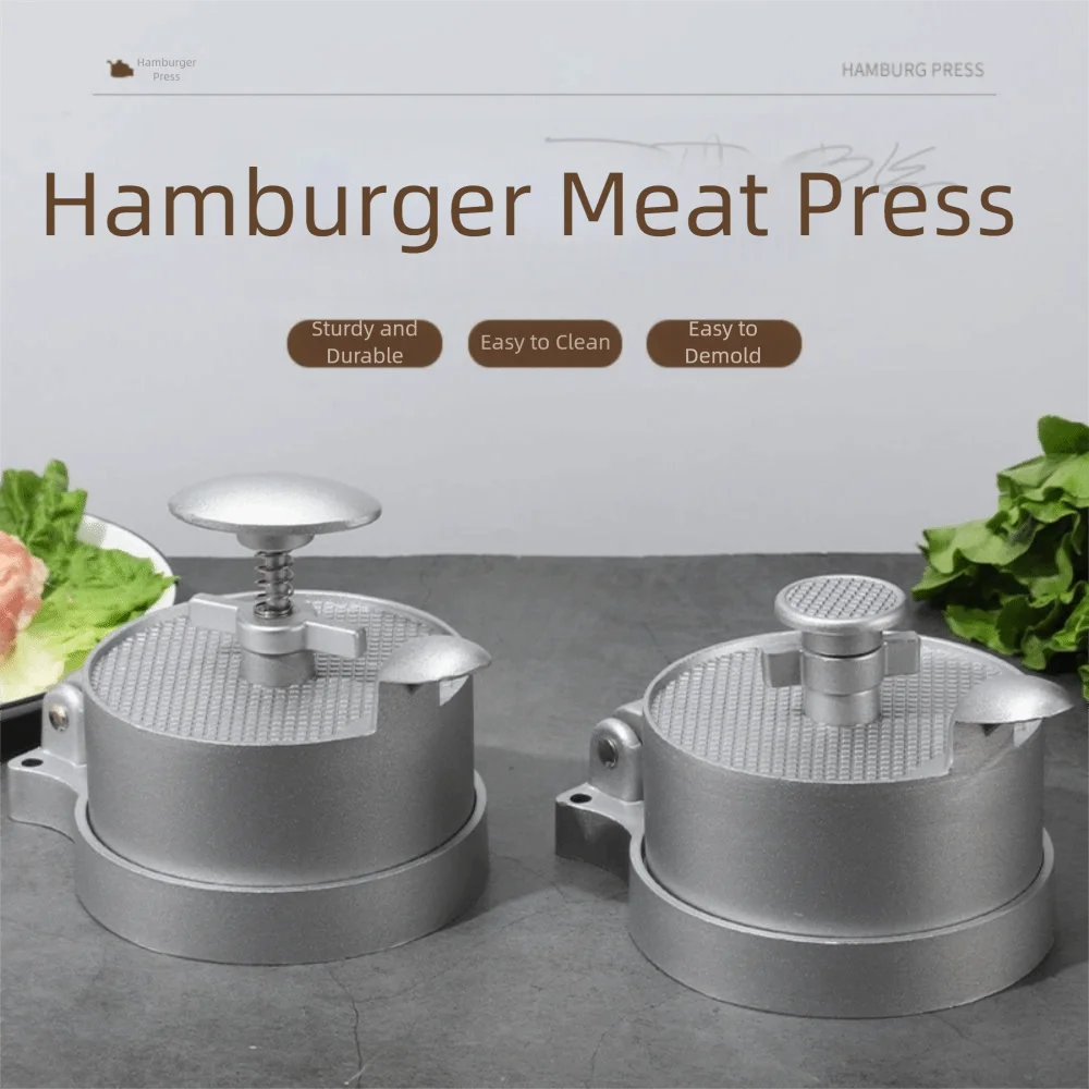 

Adjustable Thickness Hamburger Patty Maker Aluminum Alloy Material Non-stick Surface Manual Burger Press Easy To Clean