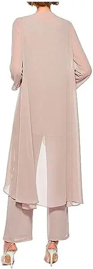 Elegant Mother of The Bride Wedding Party Dress Chiffon Pants 3 Pieces Detachable Jacket Special Event Evening Dress Customized