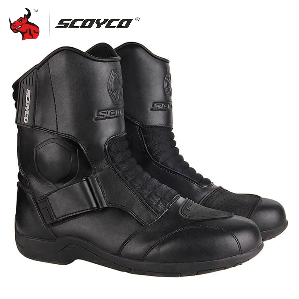 Scoyco Motorcycle Boots Men Motorcycle Shoes Microfiber Off-Road Moto Motocross Ankle Boots Clearance EU Size 46 For 29.5cm Feet