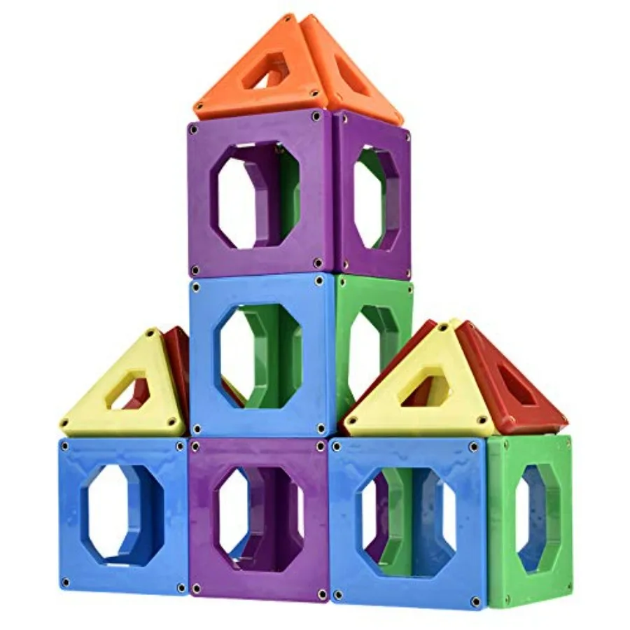

Discovery Toys CONNECTIX Magnetic Building Tiles STEM Learning Toy for 30 Magnetic Squares and Triangles in 6 Colors 2D 3D Cons