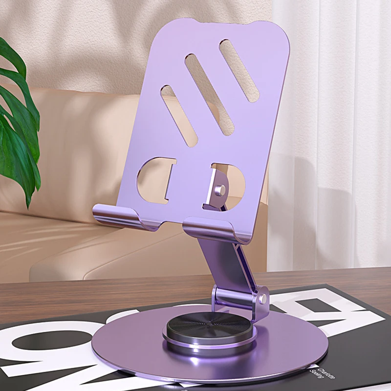 All Metal Aluminum 360 Rotation Mobile Phone Holder Universal Bracket Folding Double Shaft Design Stable Anti Fall
