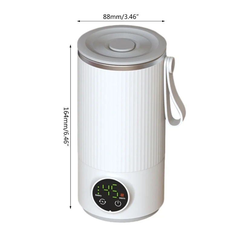 USB Powered Thermal Stirring Mug Cup 6 Adjustable Heat 6000mAh Battery, 18W Fast