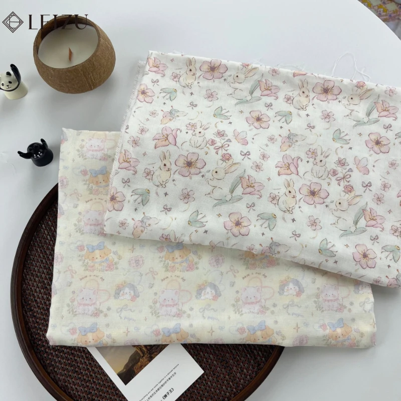 

0.5/1/2M Double-layer Yarn 100%Cotton Digital Printing Fabric Animal Cartoon Cloth for DIY Sew Sleepwear,Home Clothes,Tablecloth