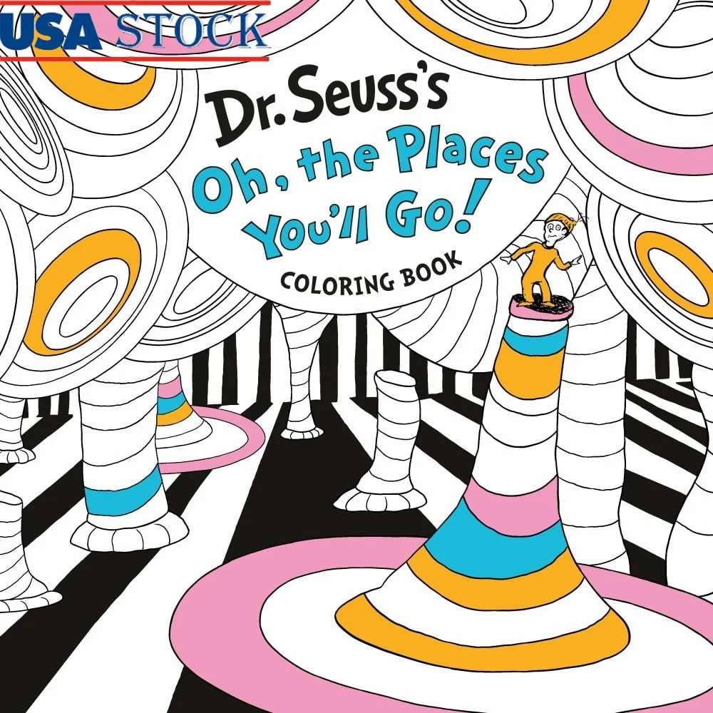 

Книжка-раскраска Oh the Places You'll Go Вдохновляющий дизайн 80-страничный расслабляющий творческий воображение Все века Веселая активность