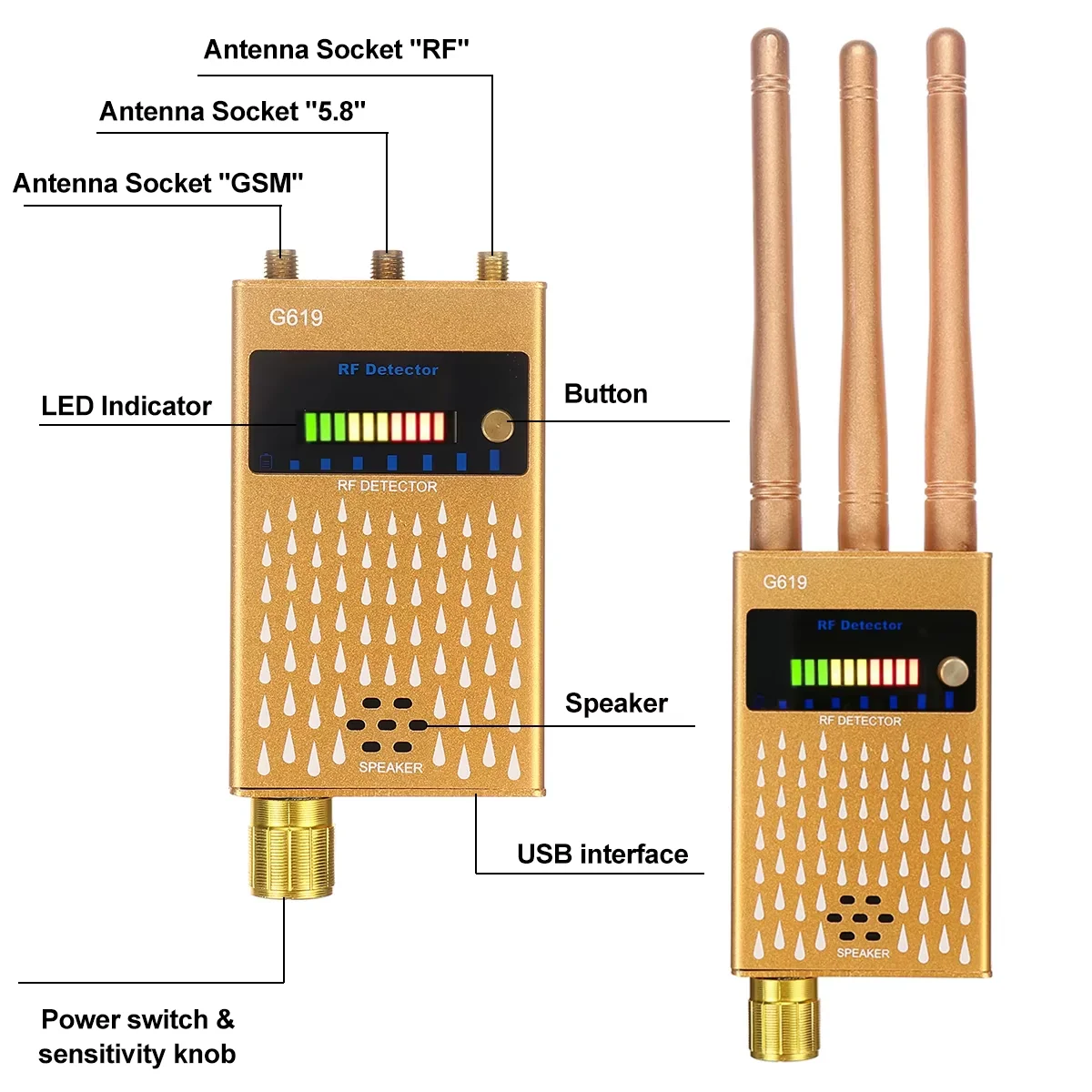 Detector de sinal rf sem fio, localizador antiespionagem, câmera escondida, gsm, escuta, rastreador gps, localizador, scanner