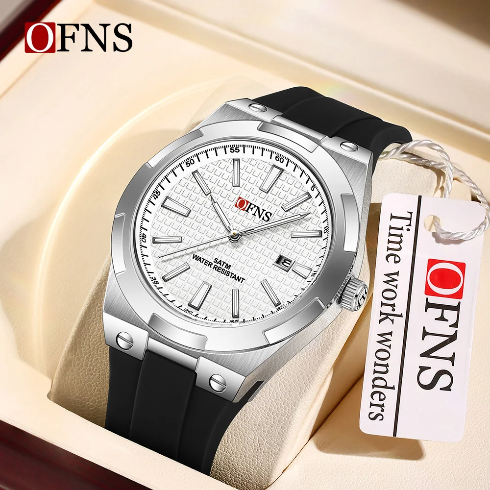 OFNS 2025 New Fashionable Men's Quartz Watch Simple Single Calendar Waterproof Junior High School Men's Watch 8040