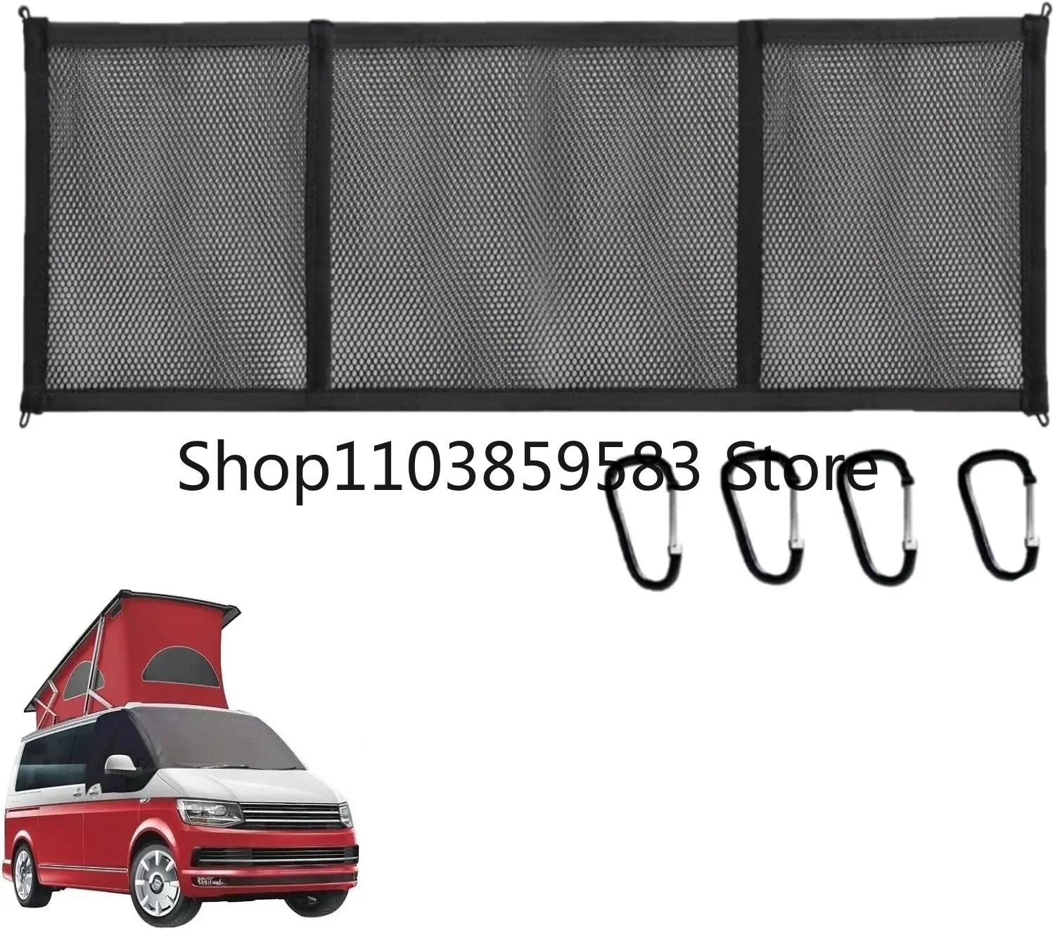 Luggage Net With 4 Hooks For RV Roof Elastic Nylon Mesh Storage Net Bag For VW T5 T6 Beach California Multivan Caravelle Bulli