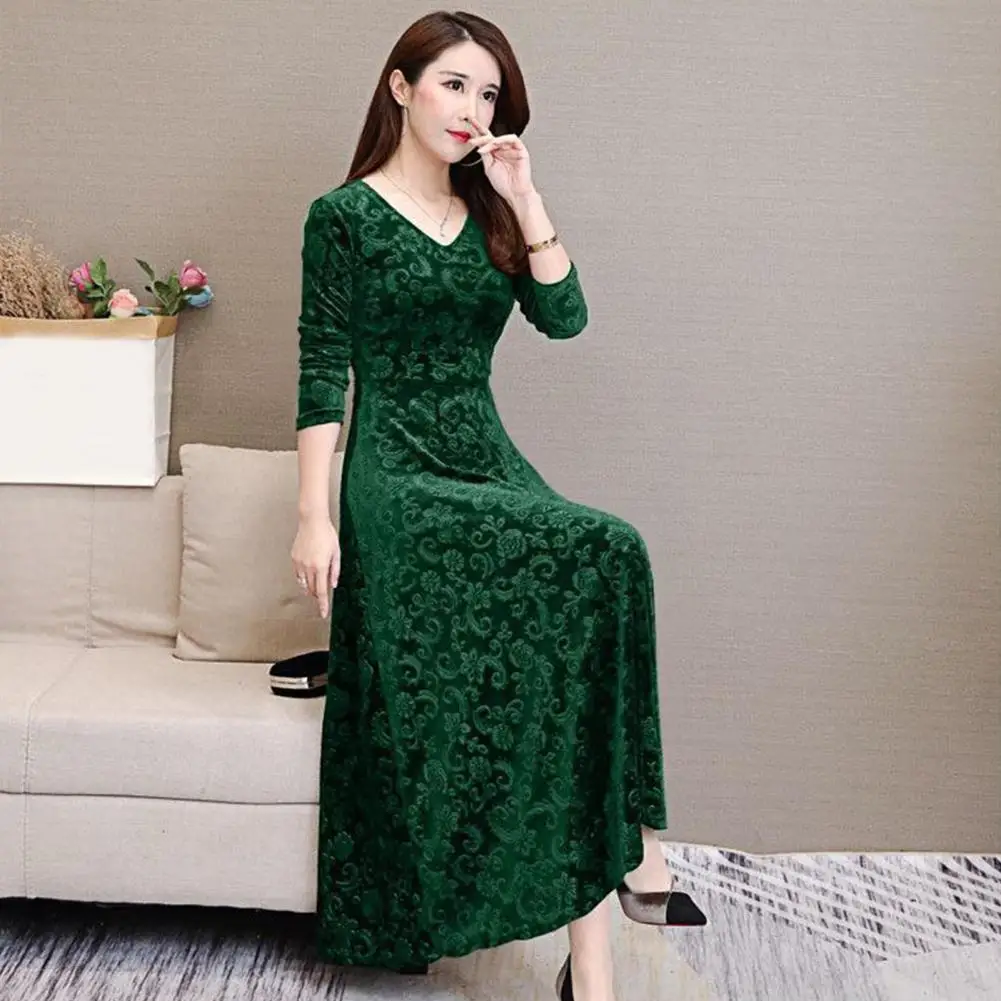 Elegant Ladies Dress Women Dress Elegant Floral Print Women's Long Sleeve Dress for Casual Party Wear in Autumn Winter