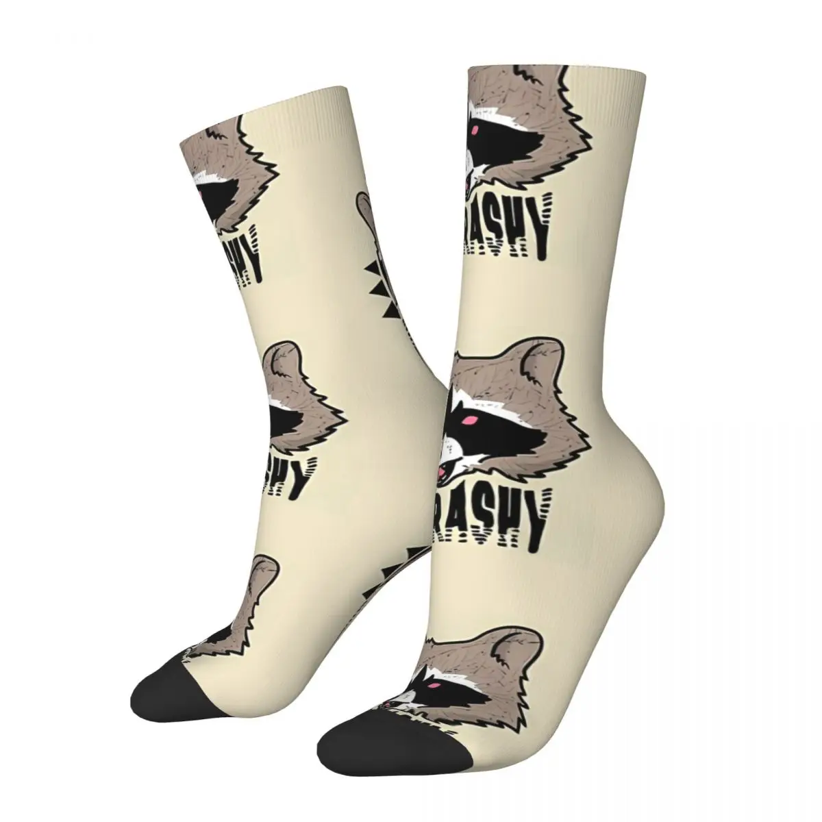 

Funny Happy Sock for Men Trashy Bandit Rascal Hip Hop Raccoon Breathable Pattern Printed Crew Sock Casual Gift