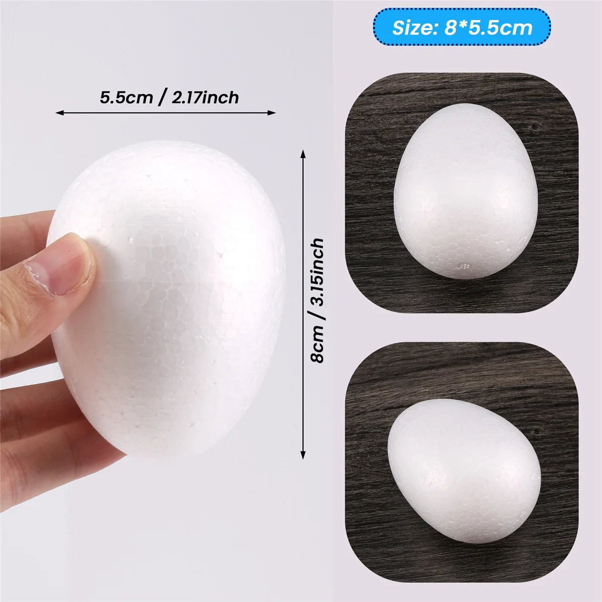 LDHL 12 Pack 3 Inch Easter Foam Egg White Styrofoam Egg Craft Egg Foam Natural Polystyrene Egg Foam Handmade Egg Ball