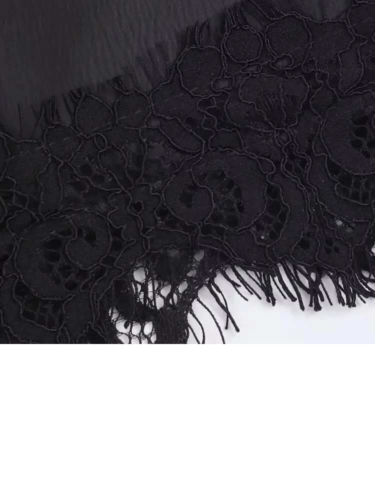 HH امرأة الصيف موضة جديدة متعددة الاستخدامات الصلبة هيم الدانتيل تقليم سستة قصيرة كولوتيس الإناث أنيقة عادية تنورة الحفلات السراويل Mujer #1