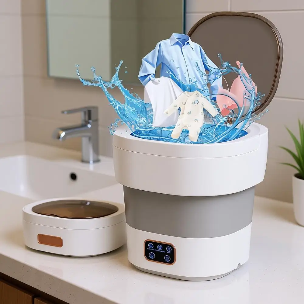 

Портативная стиральная машина 12 л, улучшенная мини-стиральная машина с отжимной корзиной и 3 циклами глубокой очистки для нижнего белья, носков, детской одежды