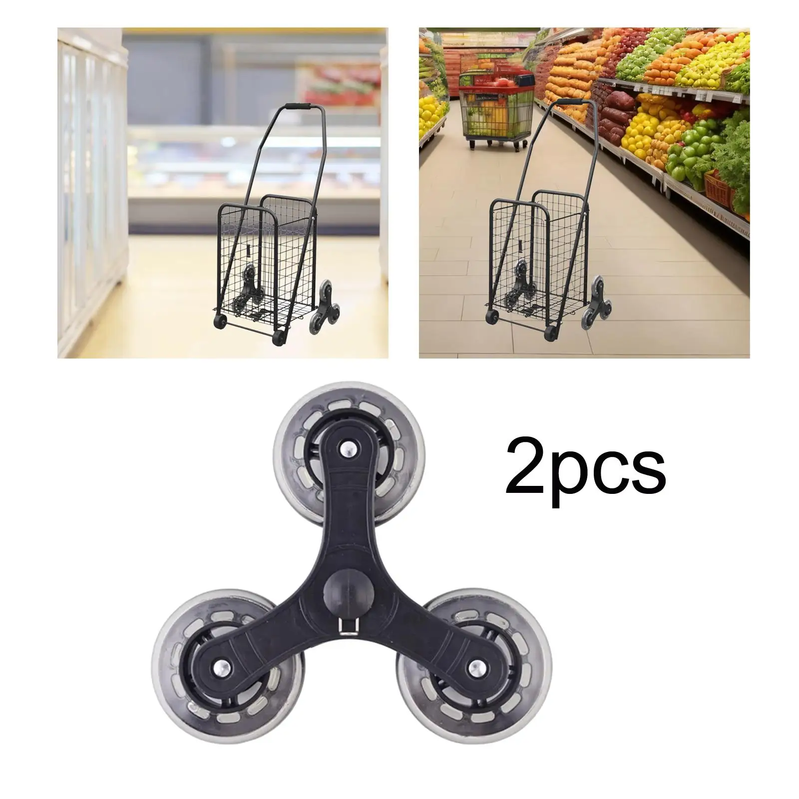 2x Stair Climbing Wheels Easy to Install Multifunctional Trolley Casters 