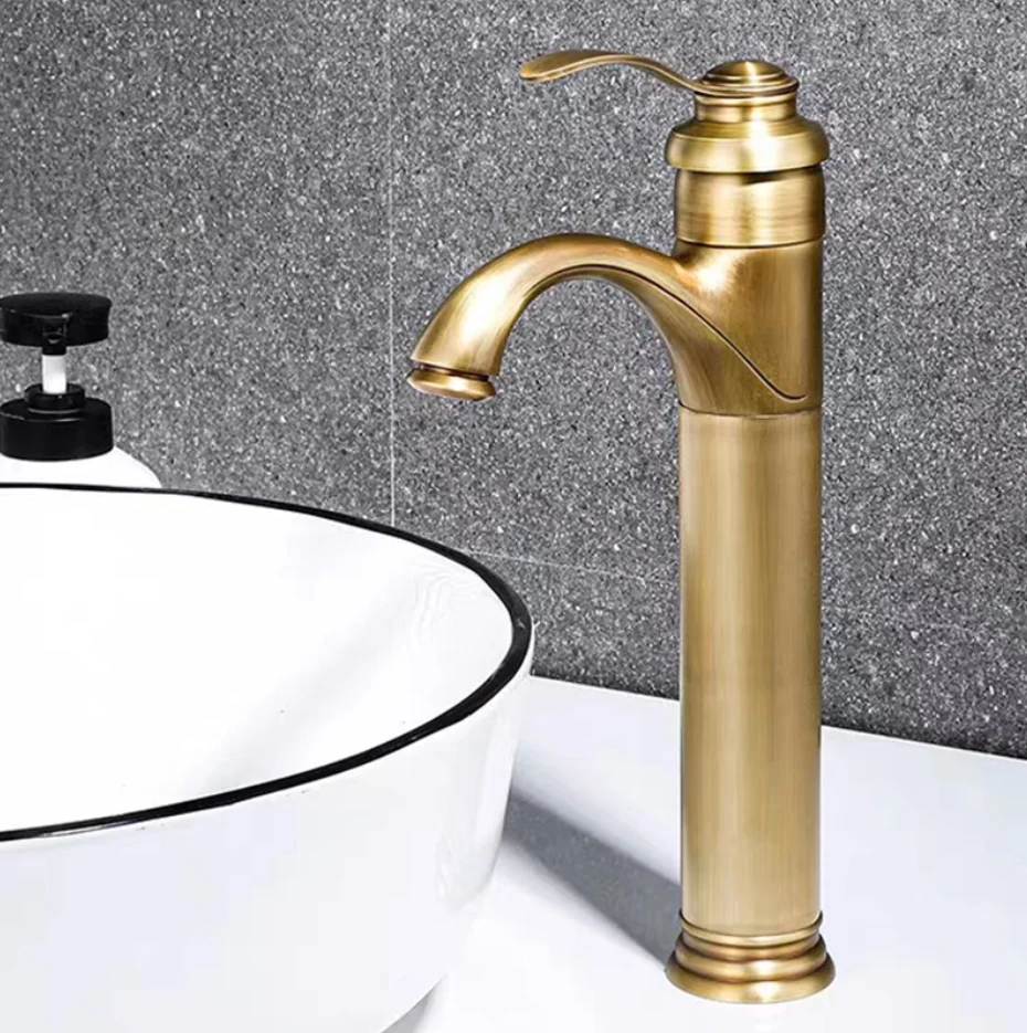 

Латунный чайник, смеситель для холодной и горячей воды, умывальник, золотой антикварный смеситель, антикварный смеситель для умывальника, раковина для установки на столешницу