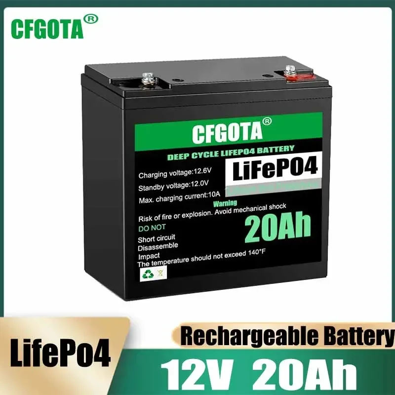 

12V Battery 20Ah LiFePo4 Battery Lithium Iron Phosphate 12V LiFePo4 Rechargeable Battery for Kid Scooters Boat Motor Tax Free