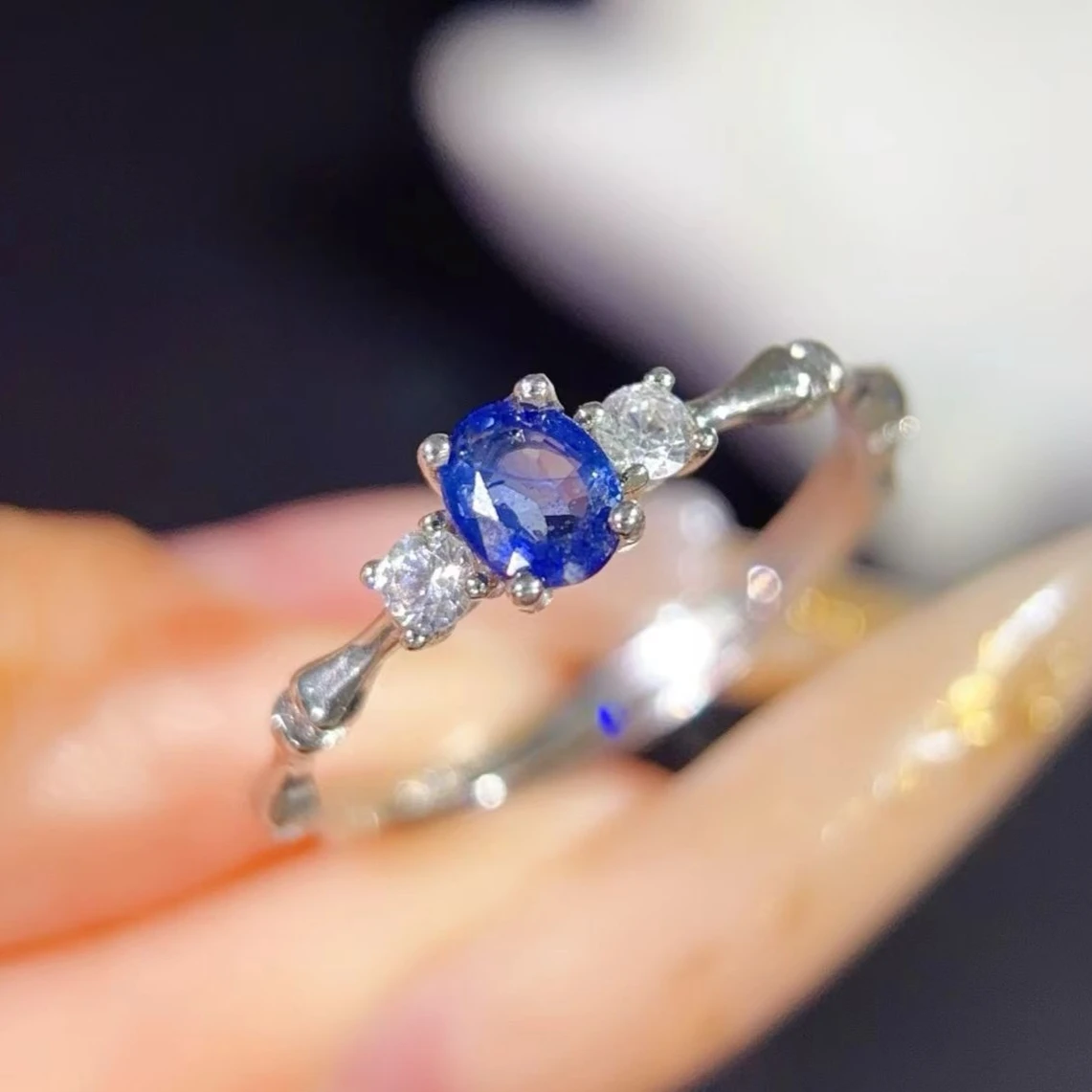 

Кольцо с королевским синим сапфиром для помолвки, 4*5 мм, серебряное кольцо с натуральным сапфиром и сертификатом, ювелирное изделие из серебра 925 пробы с драгоценными камнями