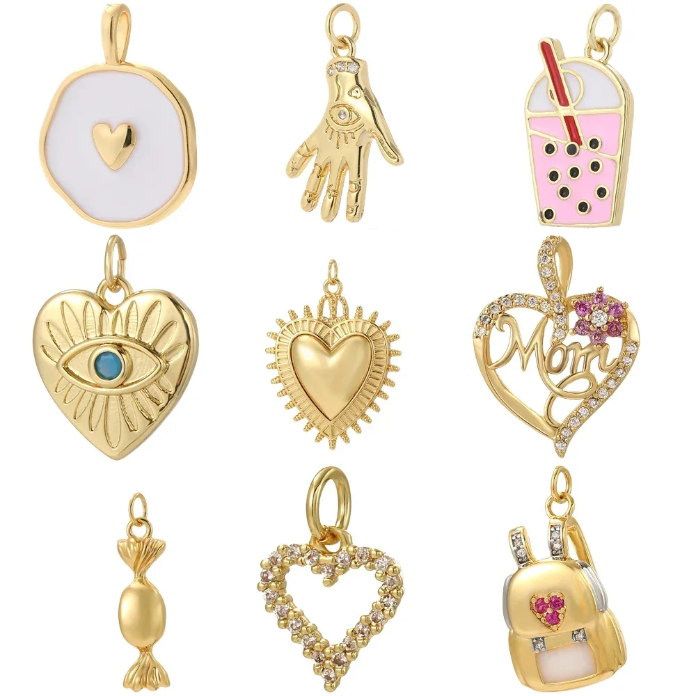 Cute Heart-shaped Charms for Jewelry Making Supplies DIY Earrings Necklace Bracelet Key Pendant Sweet and Romantic Style