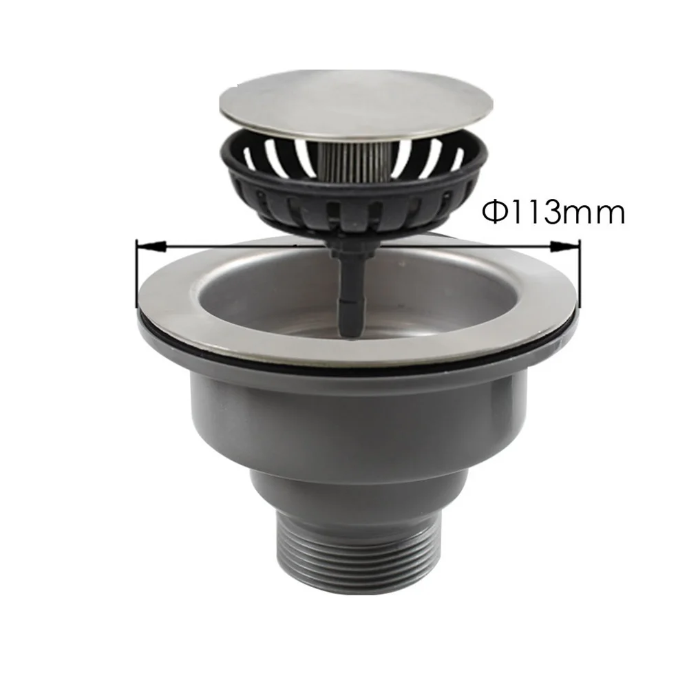 1pc Push Pull Drain Strainer 304 Stainless Steel Kitchen Sink Stopper 84-90mm Gray Modern Drainer For Bathroom Furniture Sets