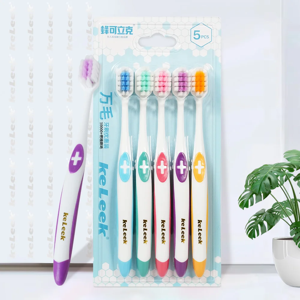 Keleek Ultra Soft Micro Bristle Toothbrush 5Pcs Family Pack Gentle Deep Clean Gum Care Portable Travel Toothbrush Set Comfort