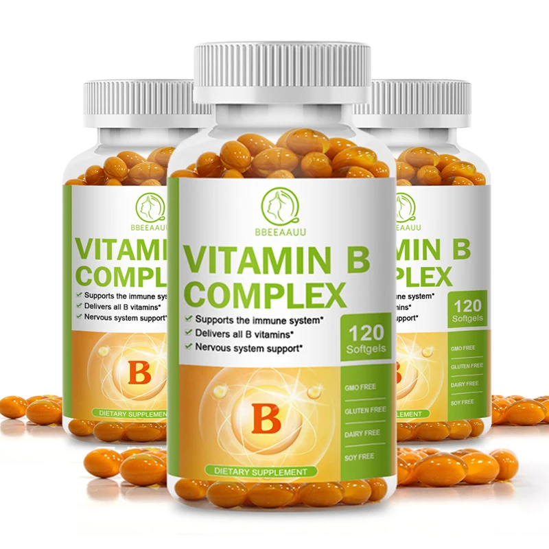 BBEEAAUU Complex Vitamin B Capsules Vitamin B1,B2,B6,B12 Biotin for Hair Growth Support Brain and Nerve Immune System Health