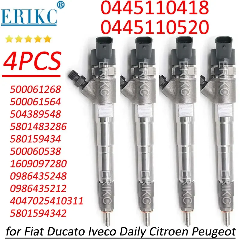 4PC 5801594342 504389548 1609097280 Common Rail Diesel Fuel Injection 0445110418 0445110520 for Fiat Ducato Iveco Daily Citroen