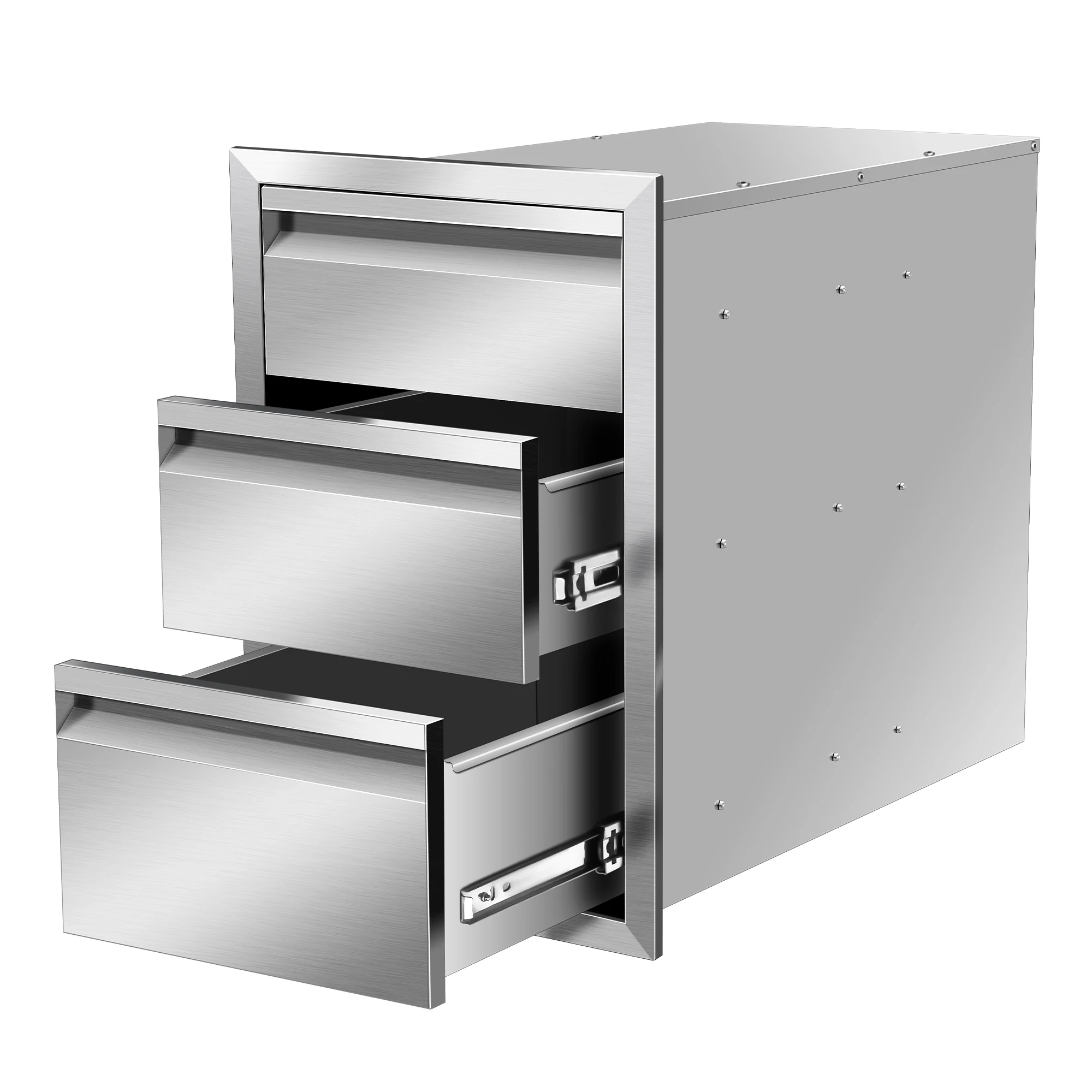 Outdoor Kitchen Drawers Stainless Steel Flush Mount BBQ Double Drawers for Outdoor Kitchen Island, or Patio Grill Station