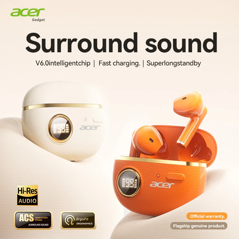 Acer Genuine Wireless Bluetooth Earphones, Semi-In-Ear Type, Latest 6.0 Chip with Stable Transmission, Coil Speaker for Directional Sound Transmission, High-Resolution Audio for Clear Calls — product photo 1 of 1