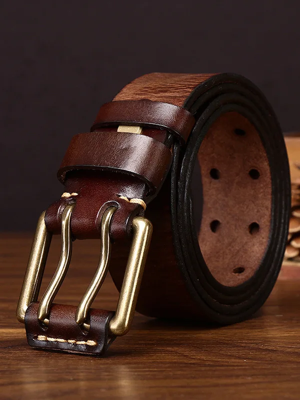 handmade-leather-belt-men's-casual-jeans-waist-belt-copper-buckle-double-needle-buckle-top-layer-pure-cowhide-vado-brand