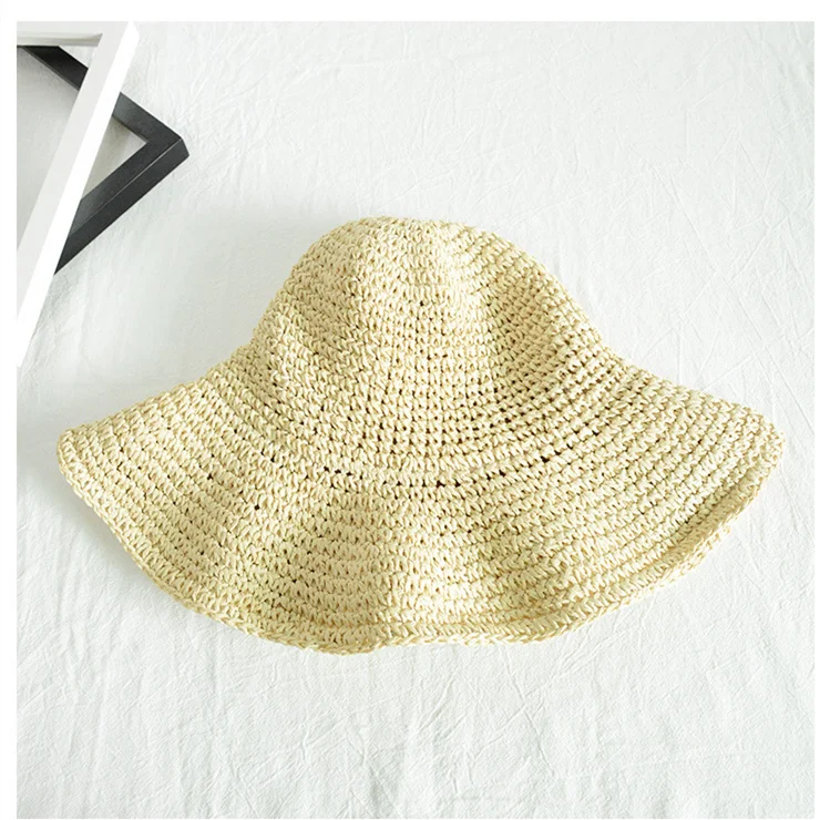 New Girl Raffia Sun Hat Wide Brim Floppy Summer Hats For Women Beach Panama Straw Dome Bucket Hat Femme Shade Hat