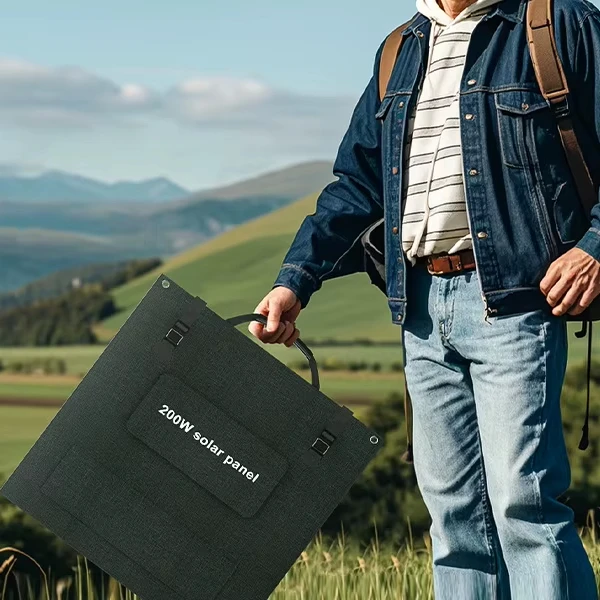 200W High Efficiency ETFE Foldable Solar Panel 24% Cell Efficiency Portable Solar Charger For Outdoor Emergency Charging Use