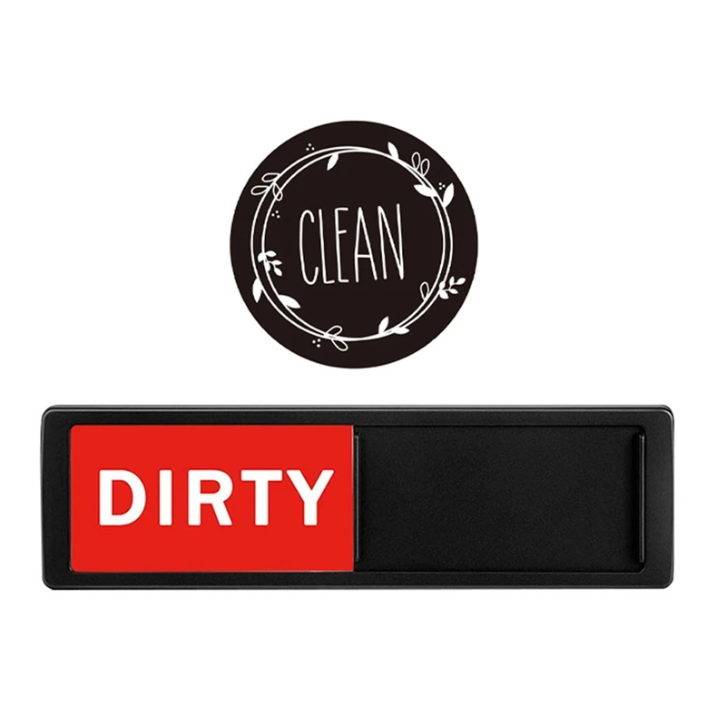 

2 Piece Dishwasher Magnet Clean Dirty Sign Shutter Black Only Changes When You Push It Non-Scratching Dishes Clean Dirty