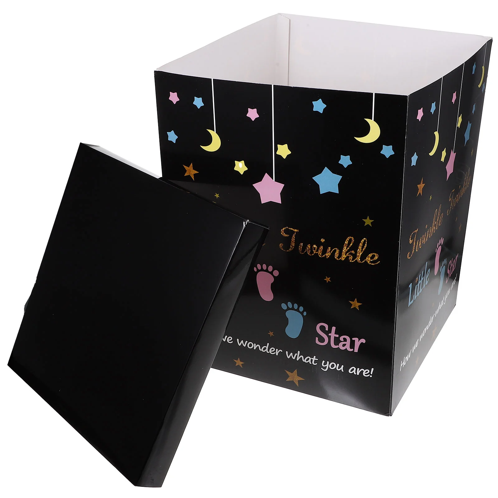

Gender Reveal Paper Box 30x30x40 Black Balloon Gift Box for Birthday Party Shower Decor Safe Practical