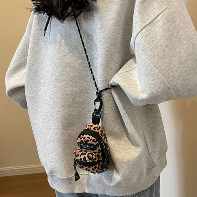 Mini Bag Women's Fashion Casual Oxford Cloth Solid Color Simple Pendant Coin Purse Funny Girls Crossbody Bag Leopard Zebra Bag