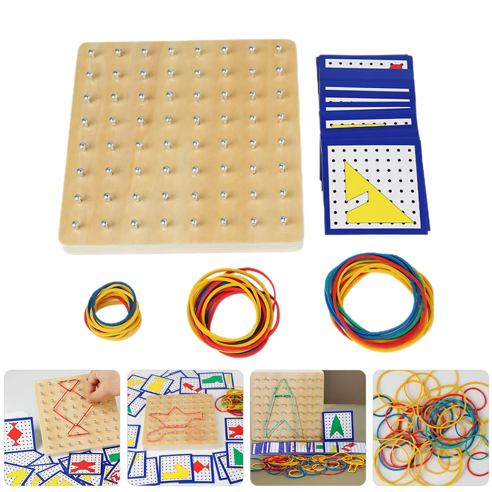 Geometric Shapes Wooden Kindergarten Teaching Aids Educational Geoboard Toy Peg Toddler Gift Kids Plaything Mathematical Nail