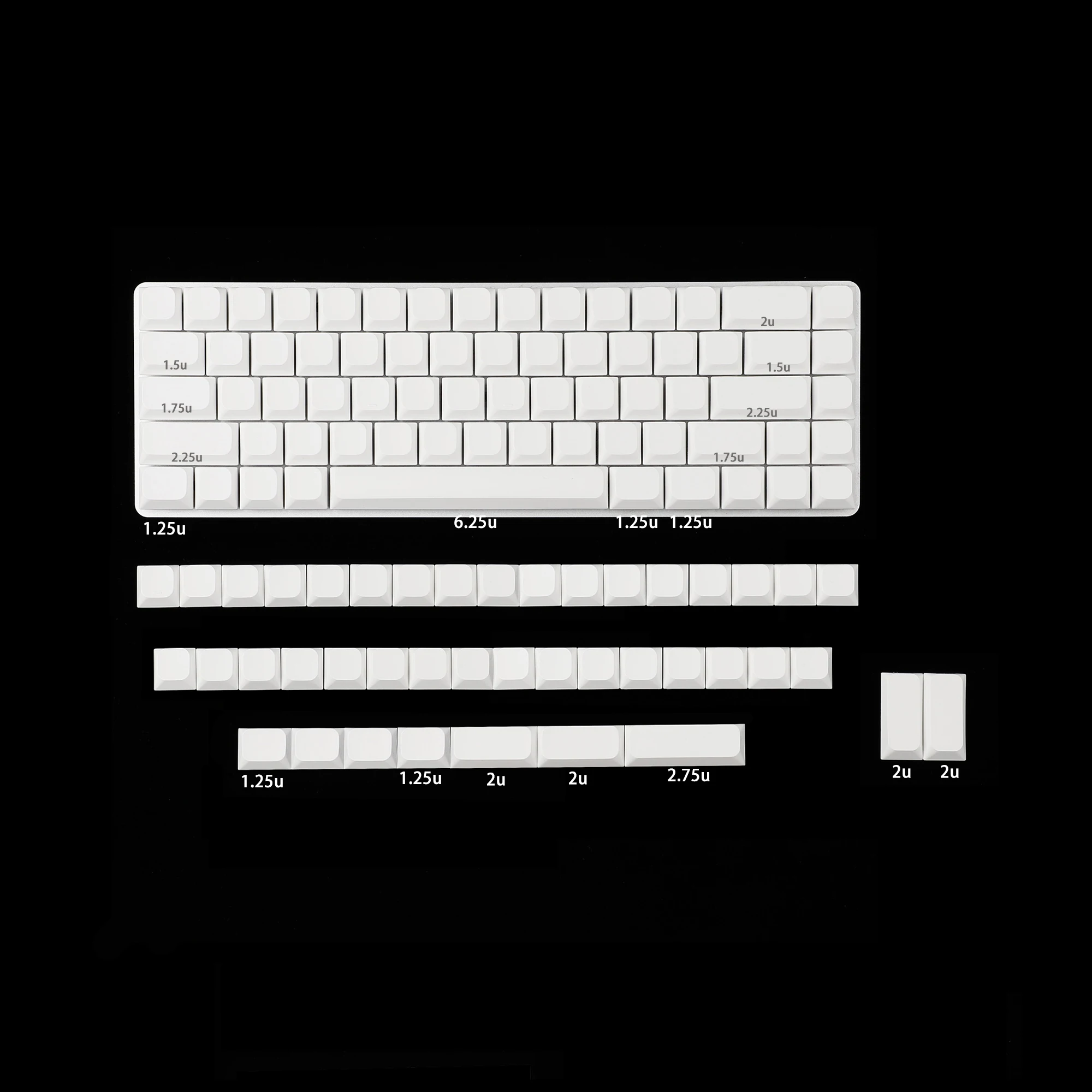 Imagem -06 - Low Profile Blank Pbt Keycaps 116 Ultra-slim Teclado Mecânico 61 64 68 75 84 87 96 108 Layout mx