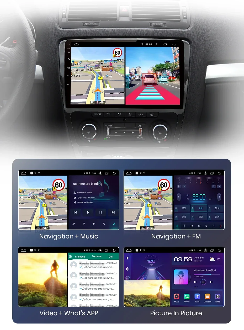 Junsun Kabelloses CarPlay Android Auto Autoradio für Skoda Octavia 2 A5 2008-2013 2 DIN Multimedia-Stereoanlage mit Eingebautem Kühlventilator GPS-Navigation SWC Bluetooth FM RDS DSP IPS-Bildschirm Auto-Intelligentes System 4G WiFi 8-Kern Plug&Play Haupteinheit – Detail 26