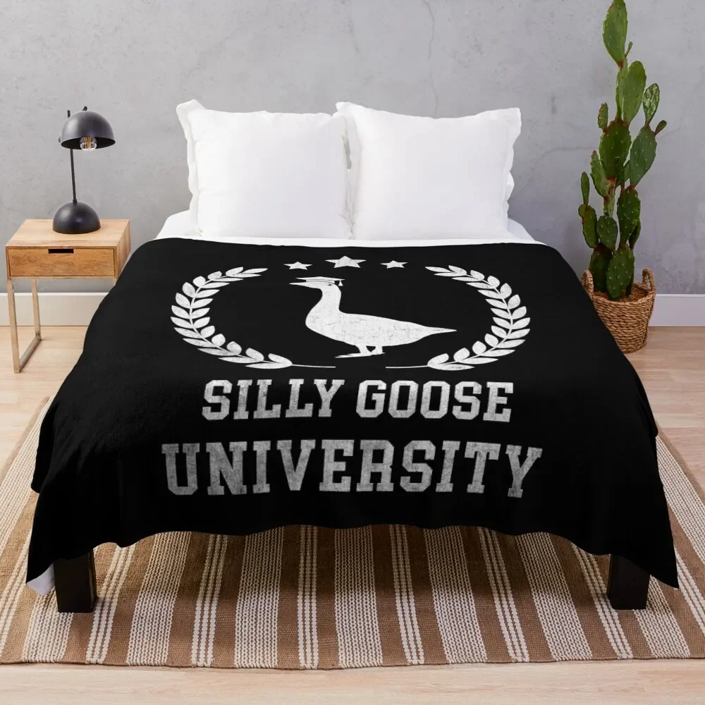 

Silly Goose University Funny Silly Goose Meme Throw Blanket Warm Napping Blanket for Office Couch Bed