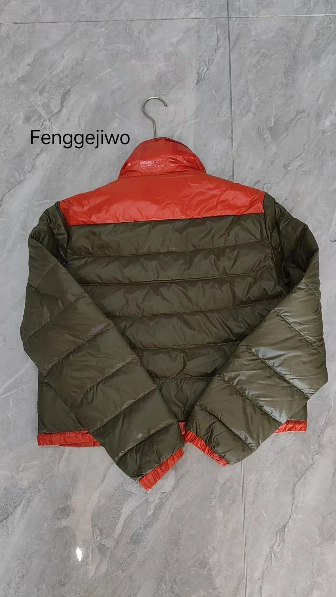 Fenggejiwo women's short down jacket with duck down fabric, lightweight and thin