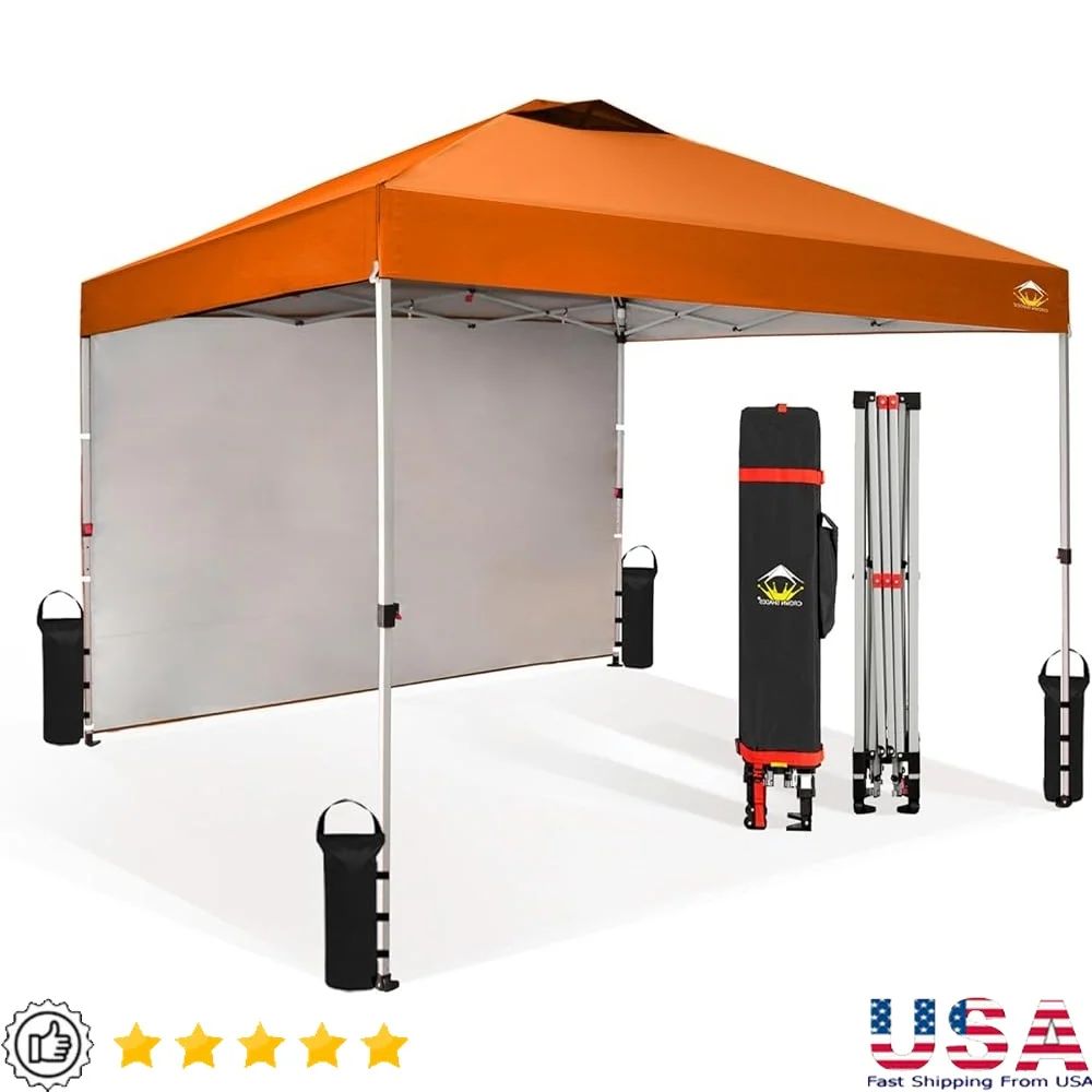 

10x10 Pop Up Canopy Tent Outdoor Sun Shade Gazebo with Side Wall One Button Setup Portable Folding Water Resistant Camping