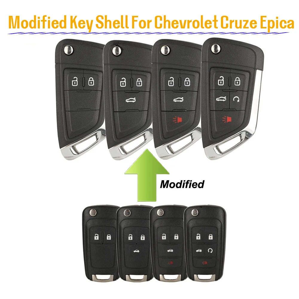 jingyuqin New Modified Replacement Remote Car Key Shell For Chevrolet Cruze Epica Lova Camaro Impala 2/3/4/5 Button HU100 Blade