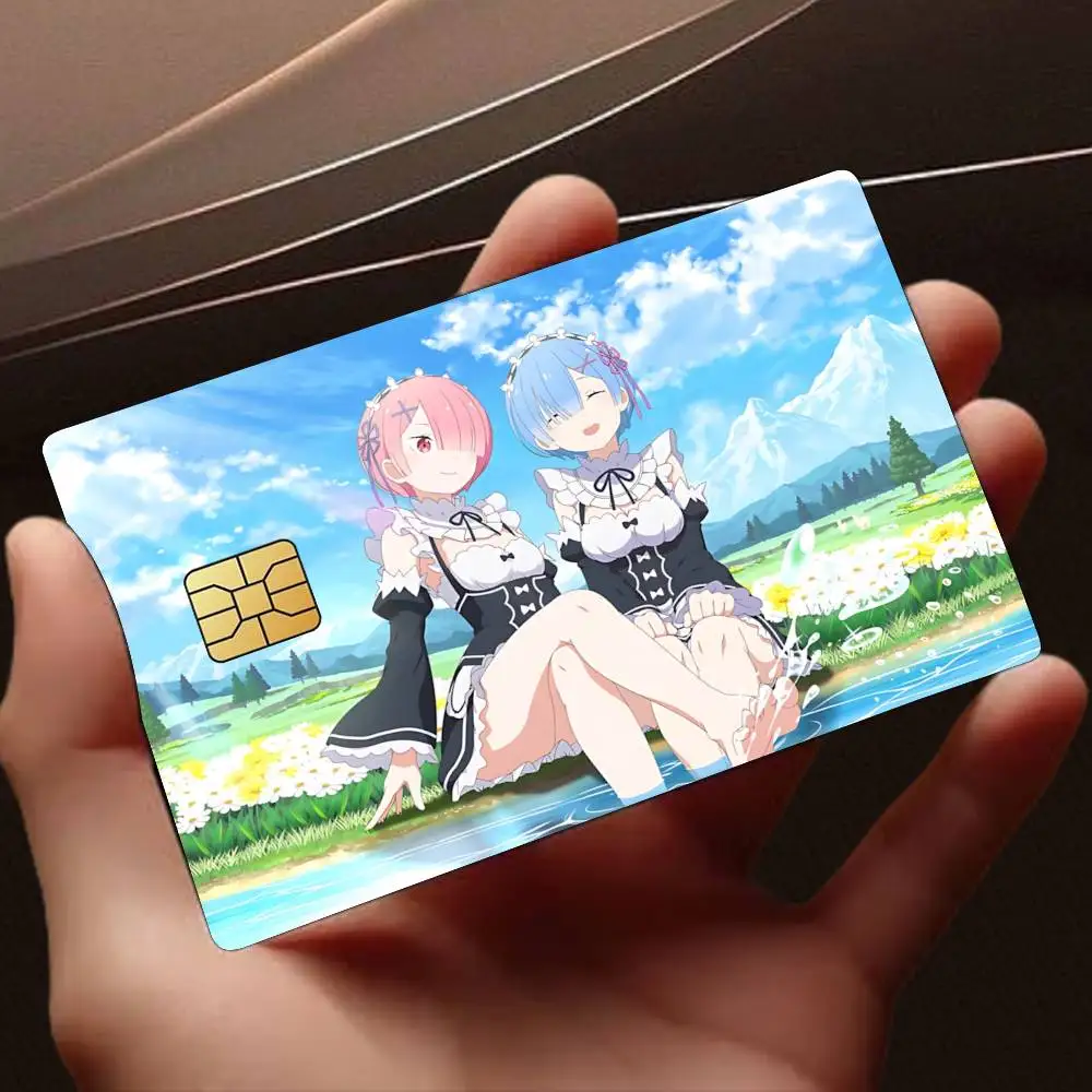 Rem Ram Anime R-RE-ZERO Card Stickers for Bank Access Protective Waterproof Film Cover Sticker Gift