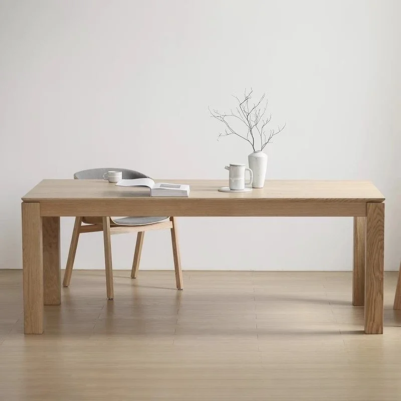 Nordic Vemb minimalist white oak solid wood legs oak veneer log color dining table designer desk