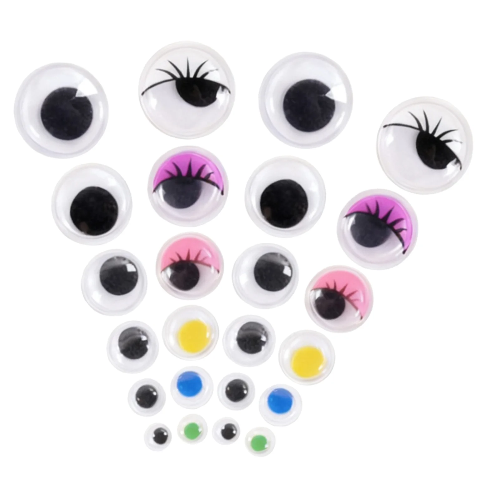 750개 셀프 접착식 웨글 아이즈 다양한 색상 및 크기 6 8 10 12 15 18mm DIY 공예용 웨글 아이즈