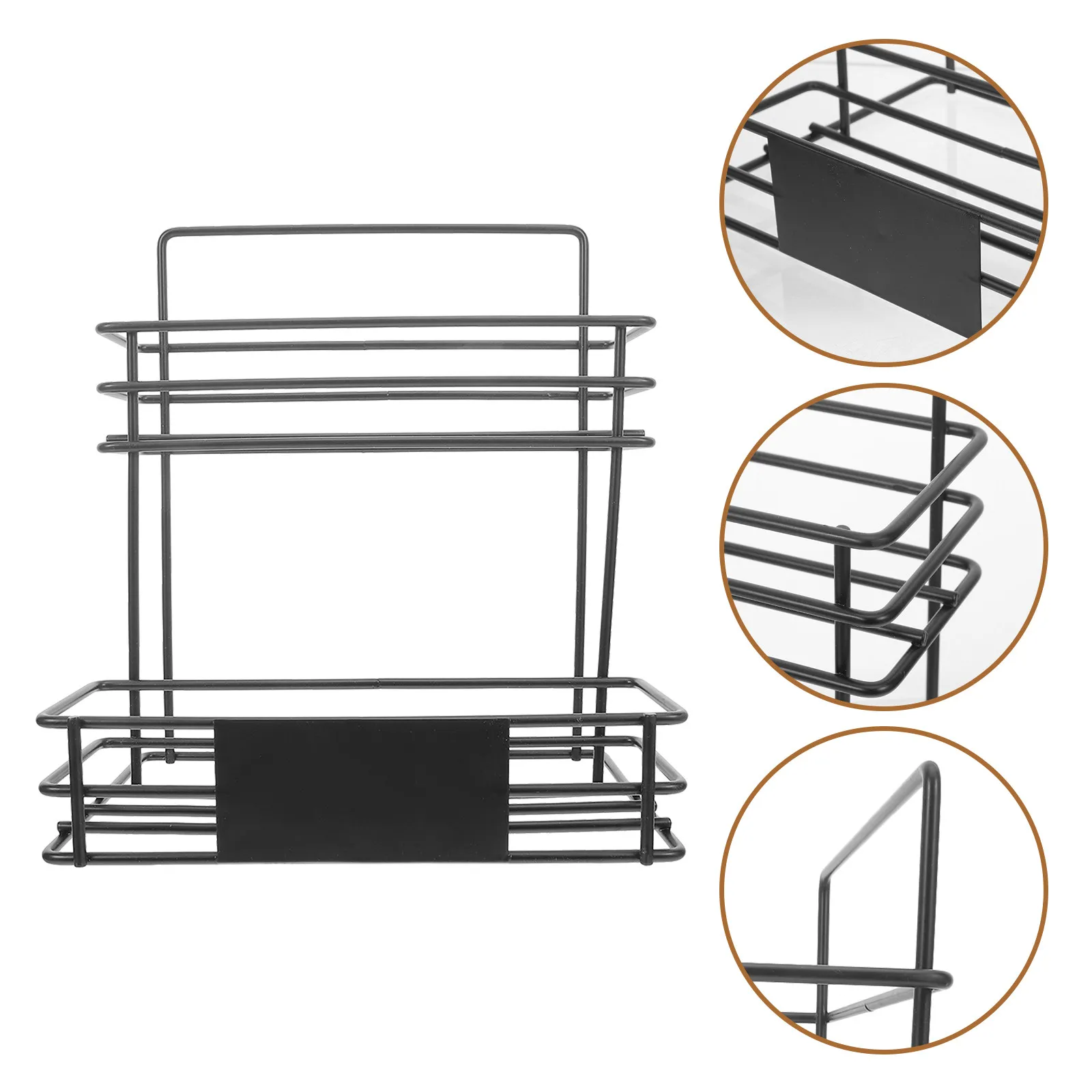 

Syrup Bottle Storage Organizer 2-Tier Iron Art Rack for Kitchen Coffee Station Condiment Display Space Saving Shelving Unit
