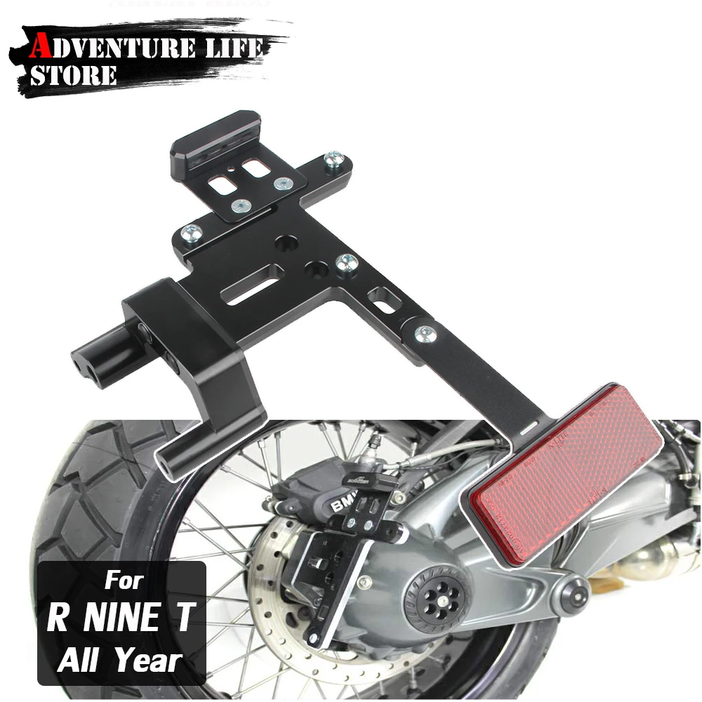 For BMW RNINET R9T Scrambler Pure Racer Urban G/S R NINE T /5 Motorcycle Rear Tire Lateral License Plate Bracket With Reflector